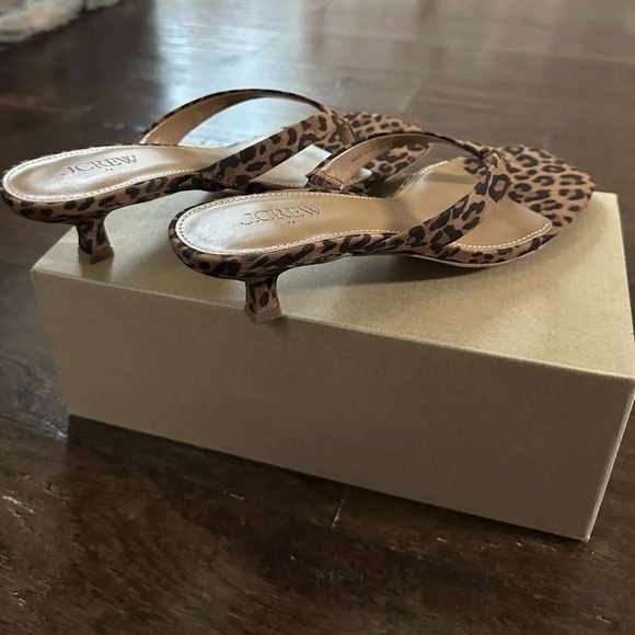J.Crew-Microsuede kitten-heel sandals-leopard print-size 7.5 New in box. - Picture 7 of 13